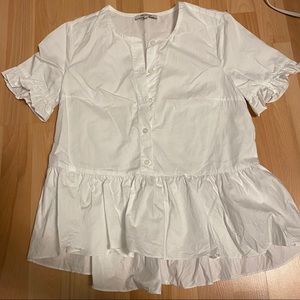 Madewell Ruffle Peplum White short sleeve shirt